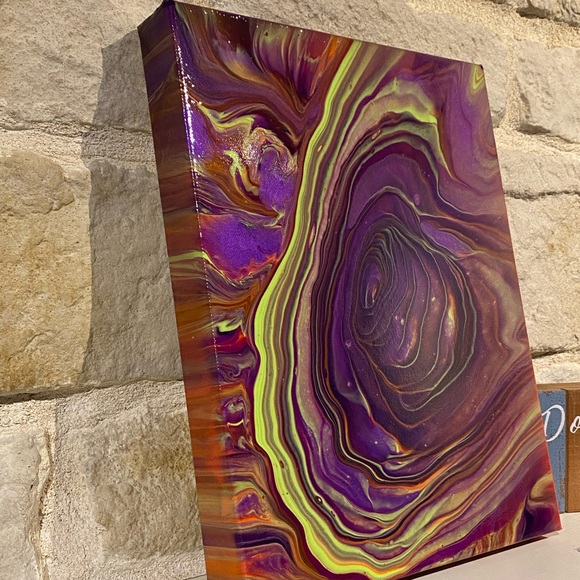 Hand crafted 11”x14” Fluid art canvas painting wall decor hand painted - Picture 3 of 9